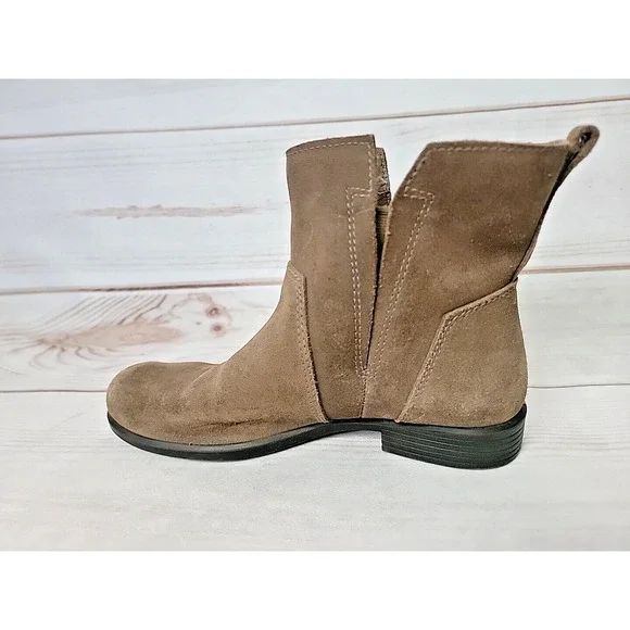 Ecco Womens US Size 7 Touch 15B Brown Suede Leather Slip On Ankle Boots Booties - Picture 8 of 16